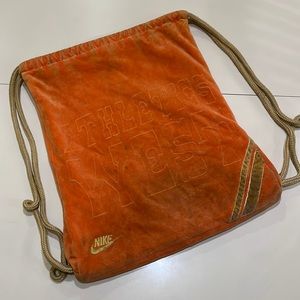 Super Rare Nike Athletics West Collection 80s Backpack Drawstring Gym Orange